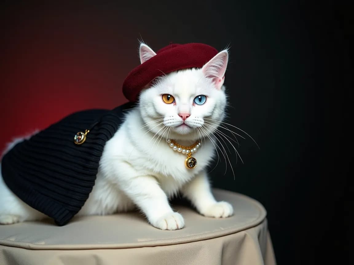 Burgundy editorial pet portrait