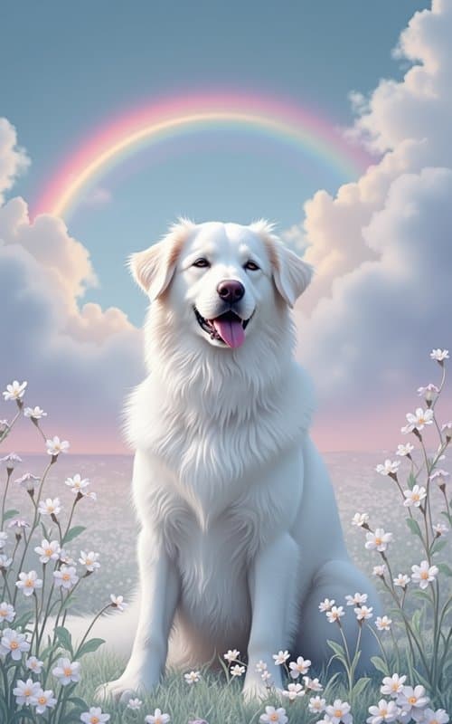 Rainbow Bridge pet portrait style
